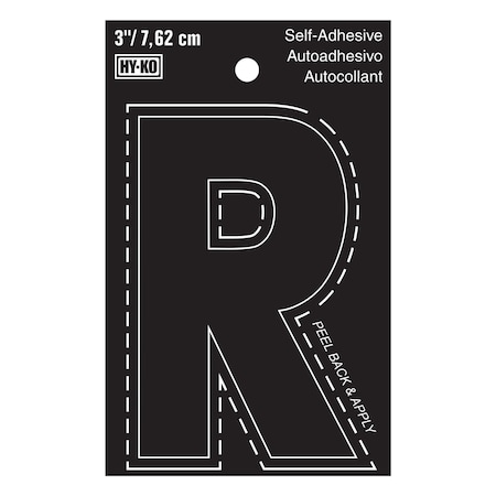Hy-Ko 3In Black Vinyl Letter R, 10PK A30428